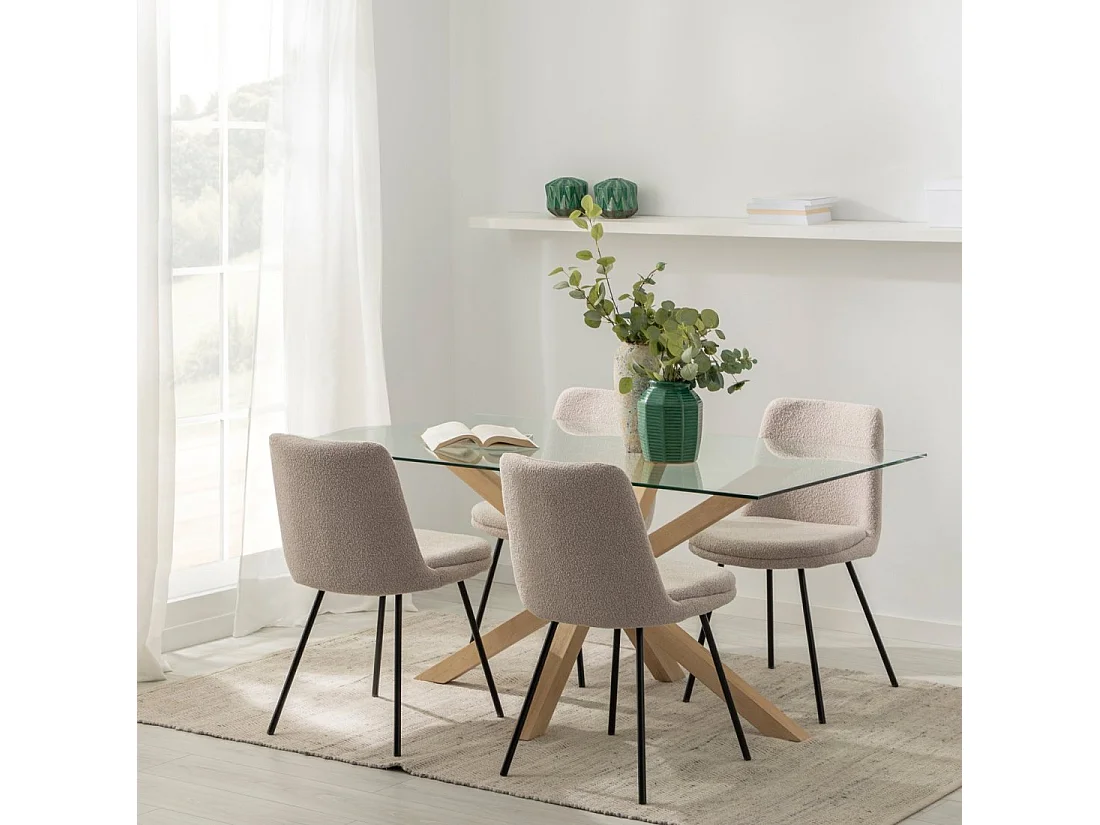 Chaise de salle à manger en tissu gris taupe 46x83 cm-Tera