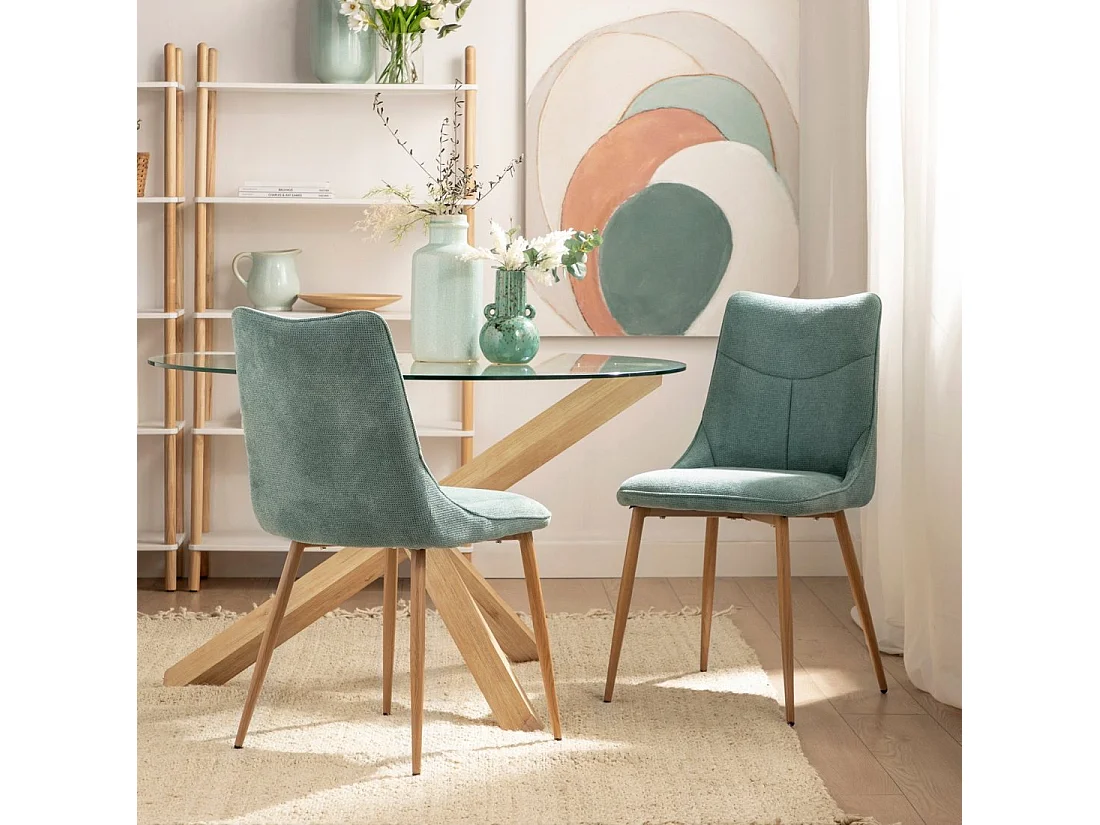 Chaise de salle à manger en tissu menthe 46x85 cm-Selma