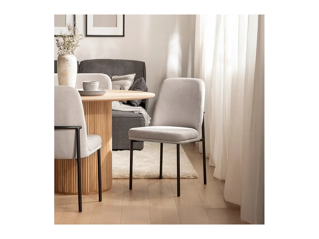 Chaise de salle à manger en tissu gris 46x87 cm-Leila