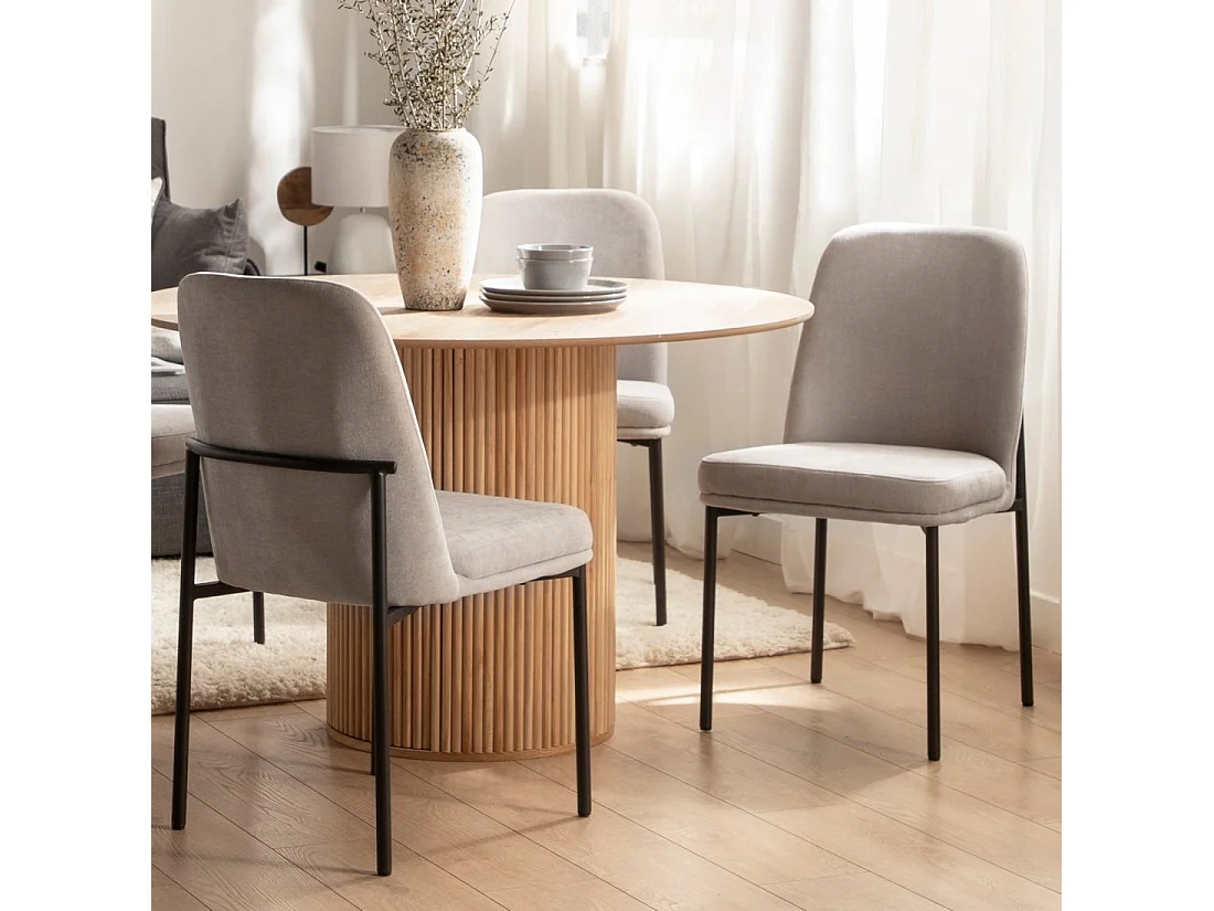 Chaise de salle à manger en tissu gris 46x87 cm-Leila