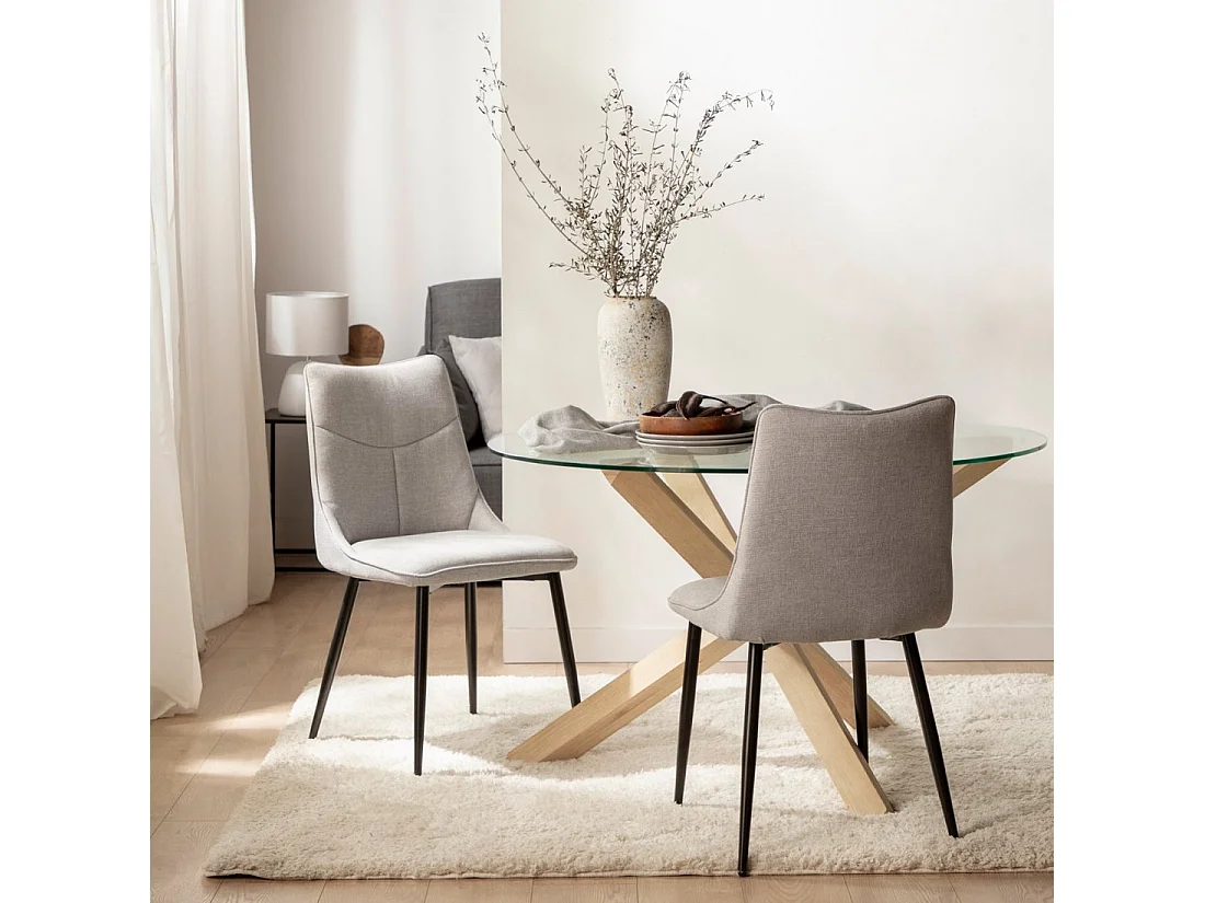 Chaise de salle à manger en tissu gris 46x85 cm-Selma