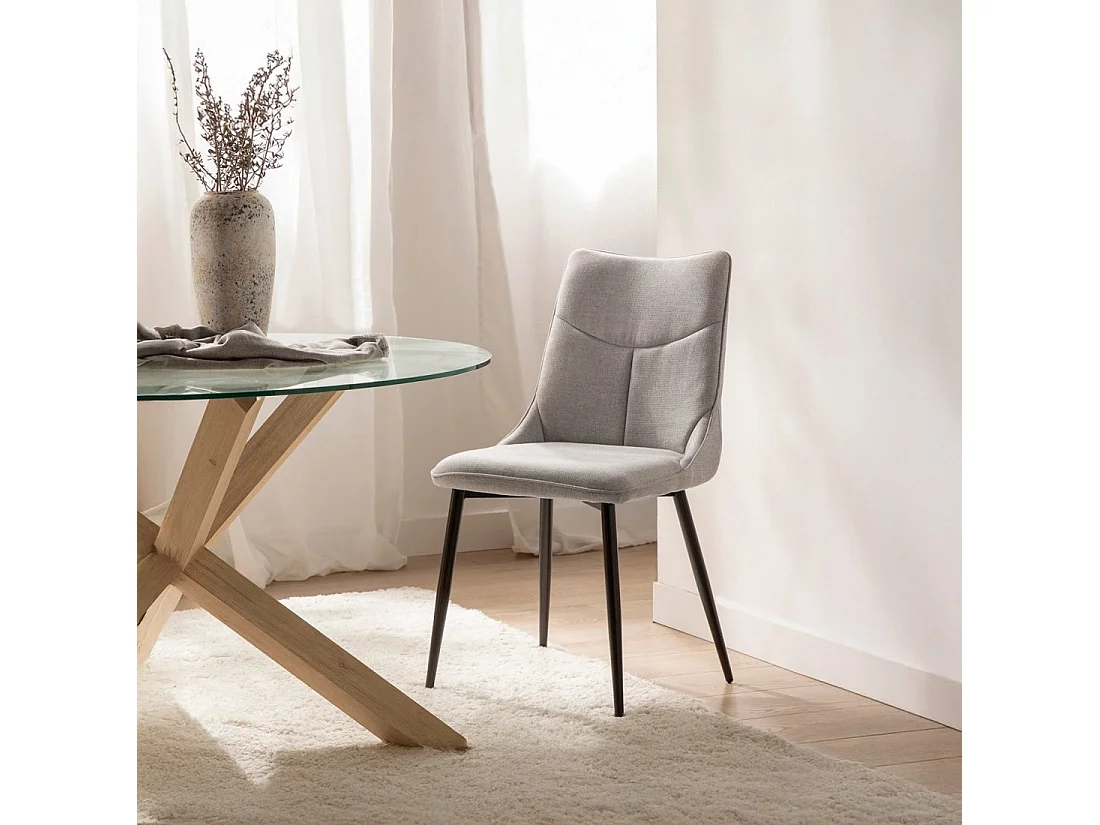 Chaise de salle à manger en tissu gris 46x85 cm-Selma