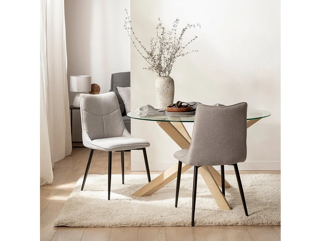 Silla de comedor de Tela Gris 85 x 46- Selma