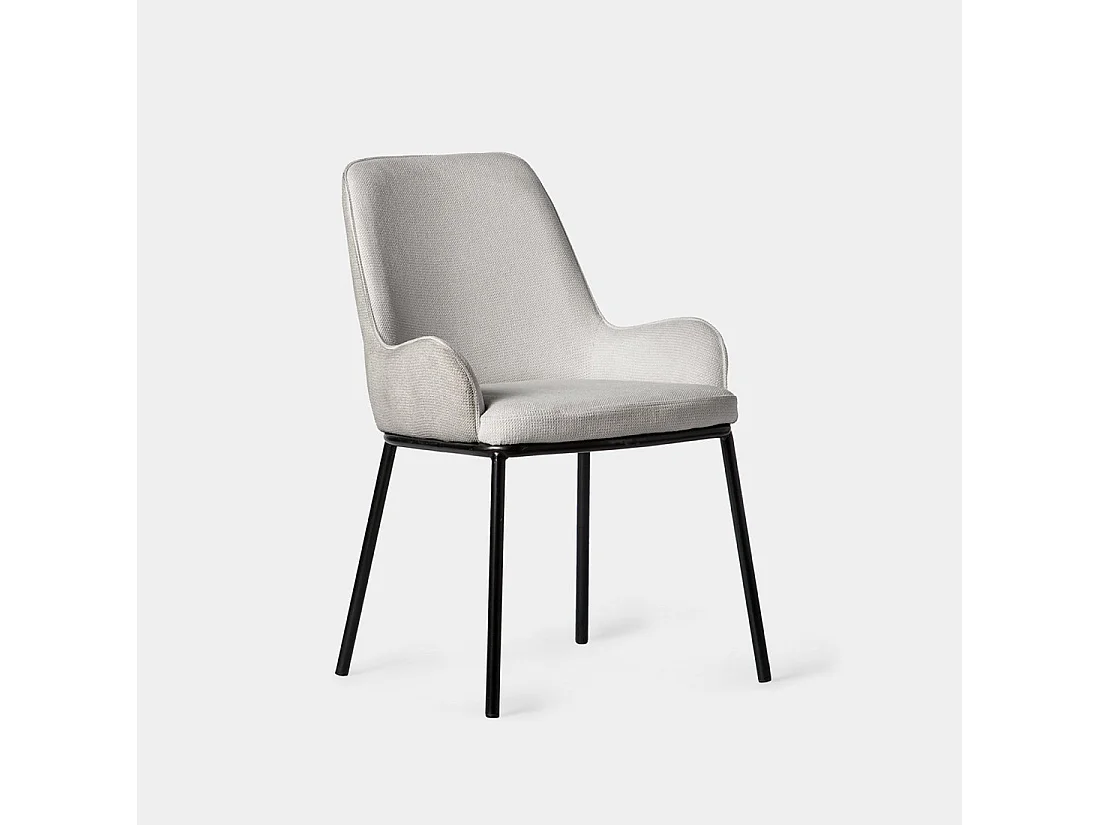 Chaise de salle à manger en tissu gris 55x84 cm-Dama