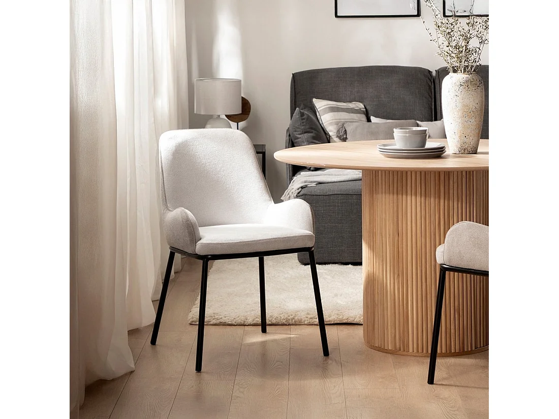 Chaise de salle à manger en tissu gris 55x84 cm-Dama