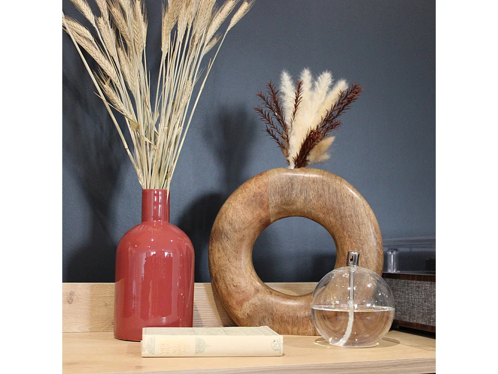 Vase rond en bois de manguier