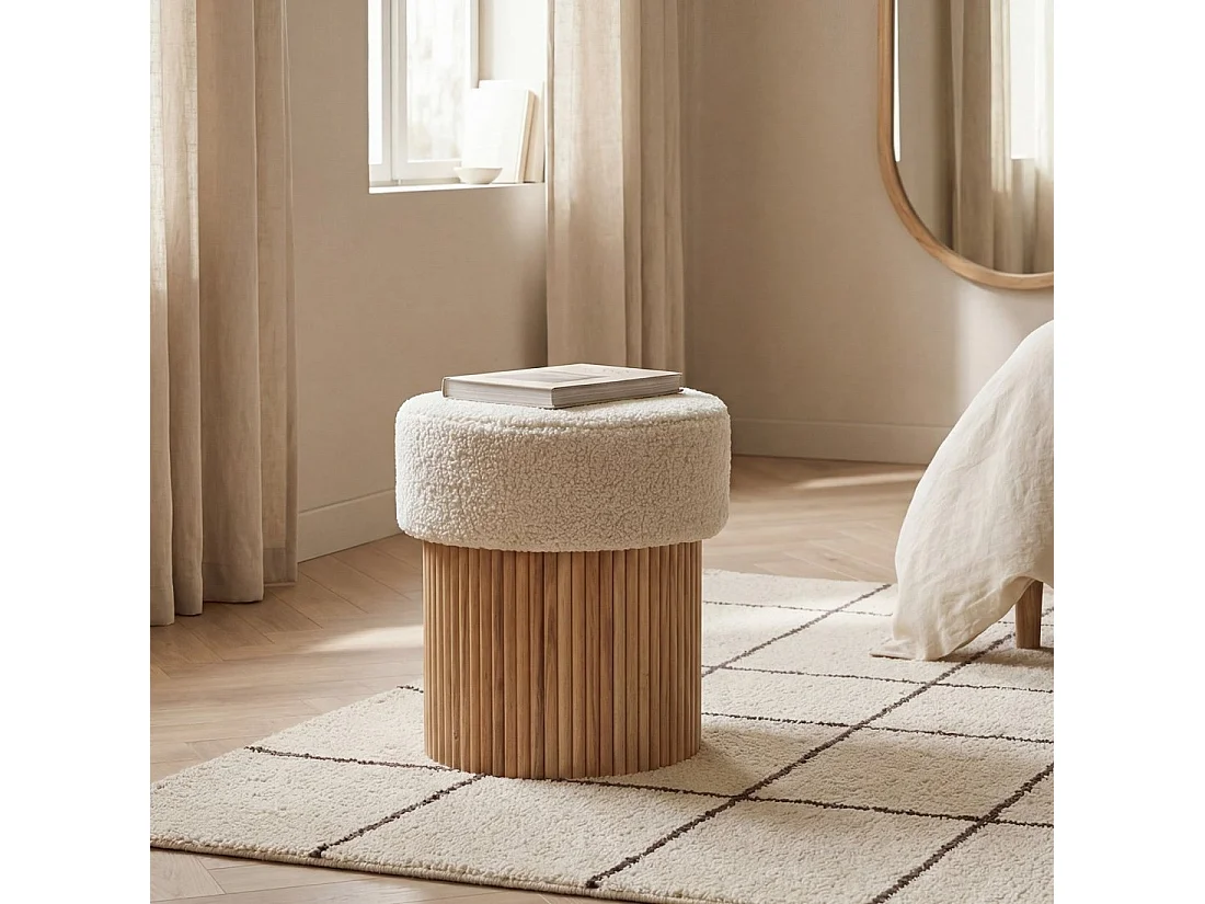 Puf de Borreguito Blanco 45 x 43- Naira