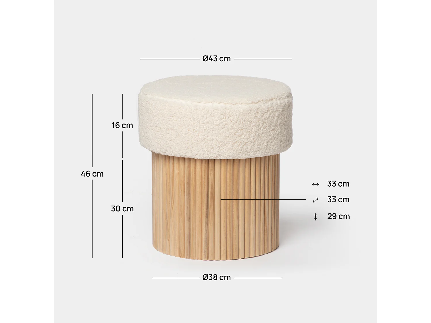 Puf de Borreguito Blanco 45 x 43- Naira