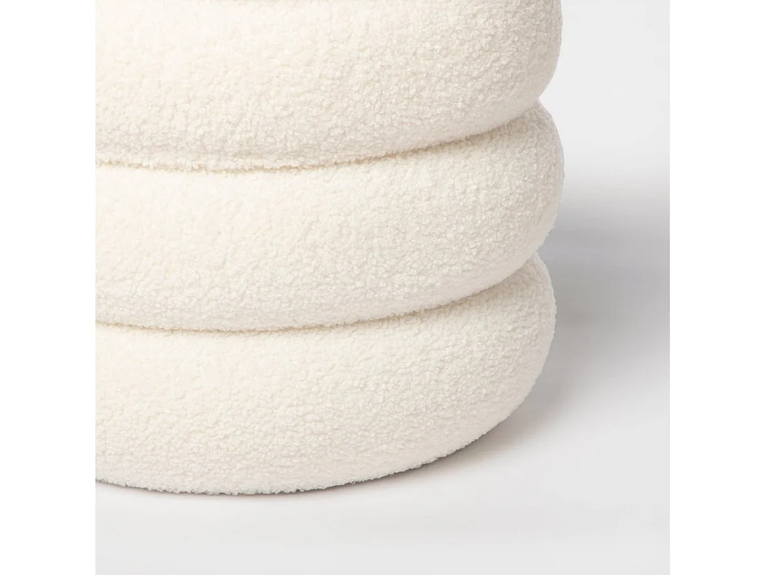 Pouf en revêtement en moutonnet blanc 40x42 cm-Roma