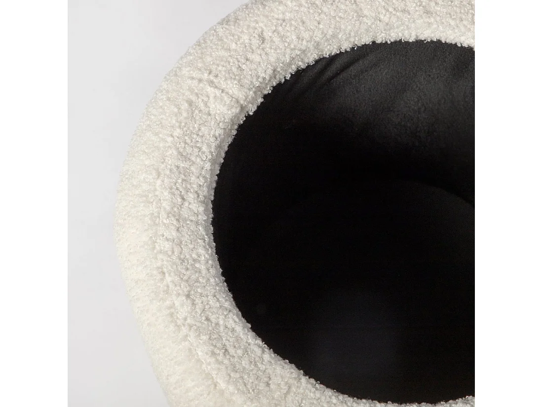Pouf en revêtement en moutonnet blanc 40x42 cm-Roma