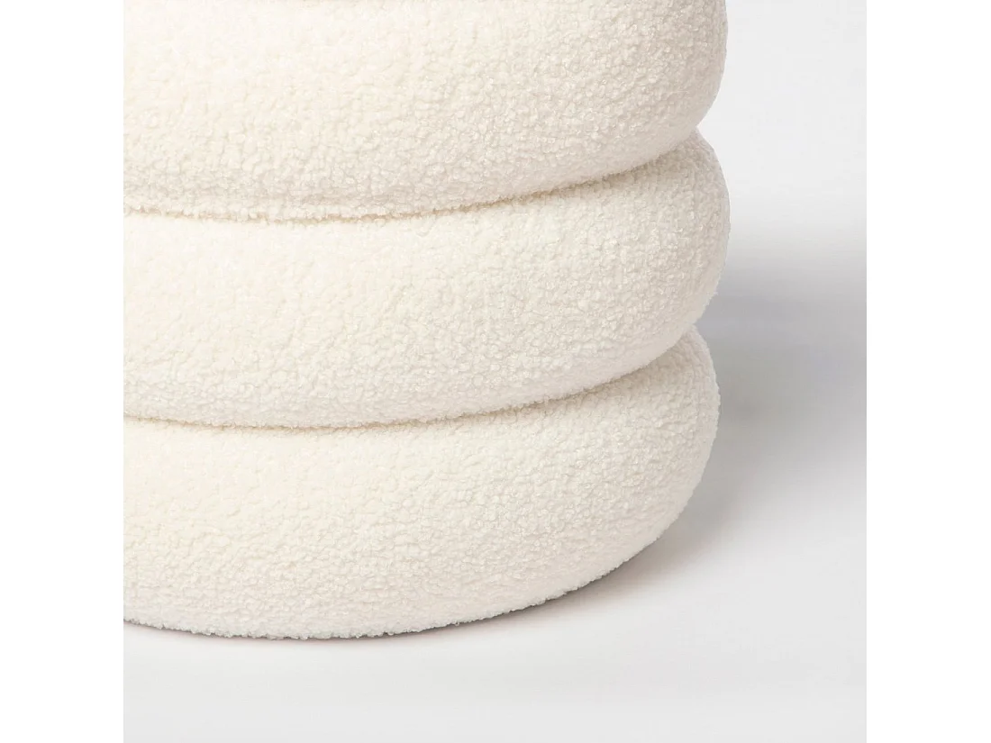 Pouf en revêtement en moutonnet blanc 40x42 cm-Roma