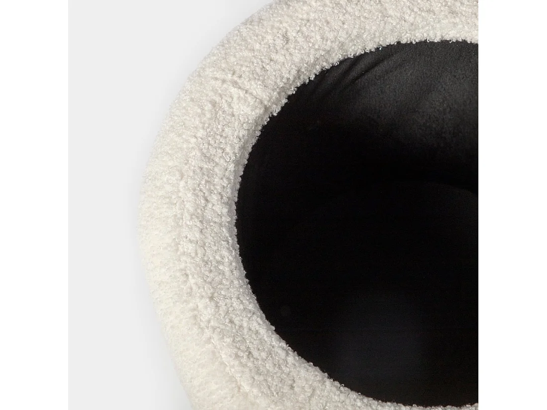 Pouf en revêtement en moutonnet blanc 40x42 cm-Roma