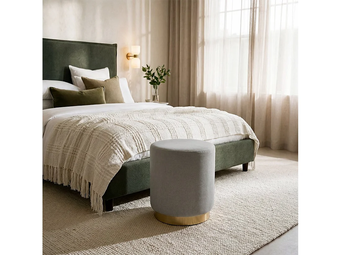 Pouf en tissu gris 36x40 cm-Fani