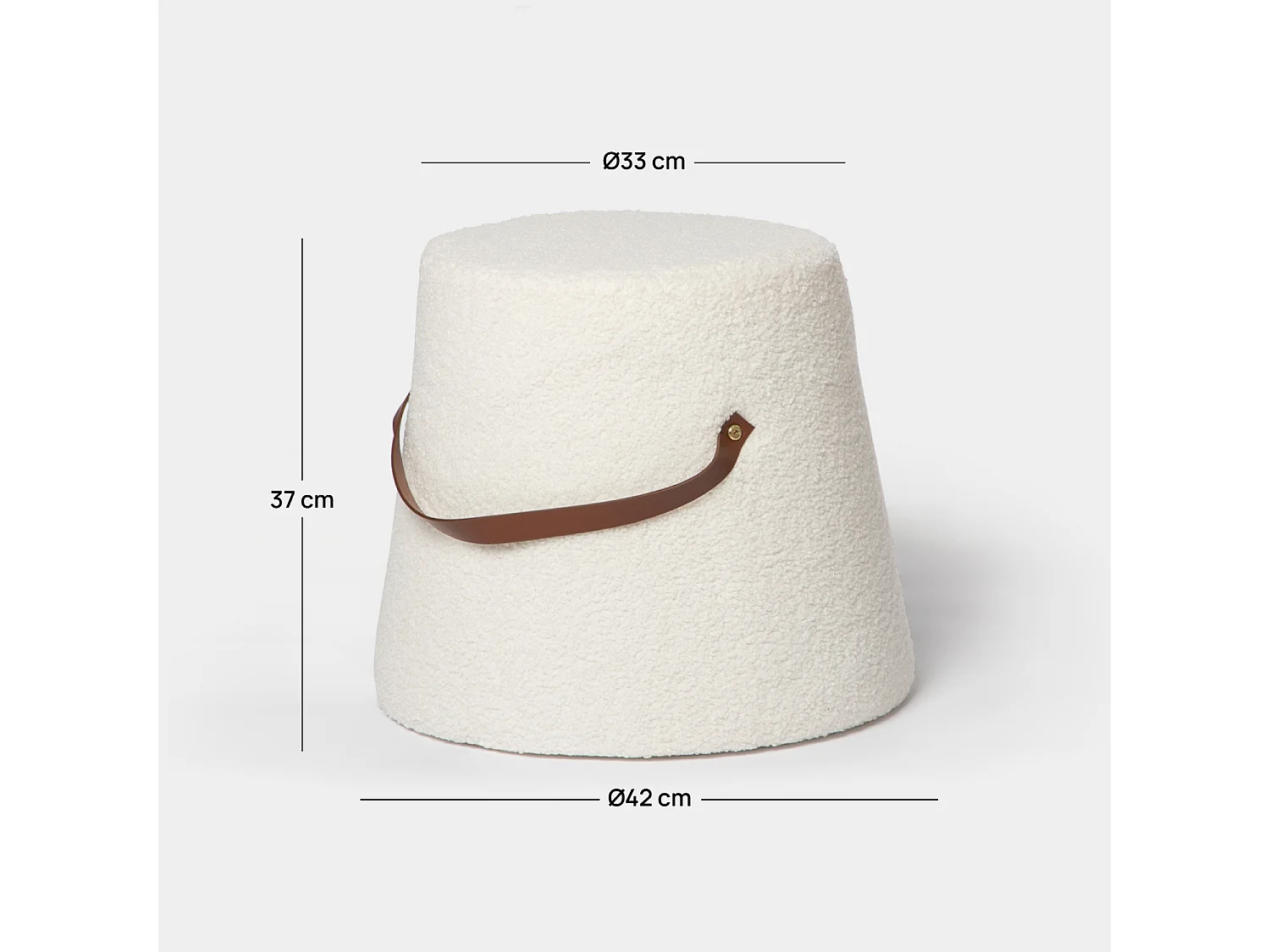 Pouf en revêtement en moutonnet blanc 42x36 cm-Biko