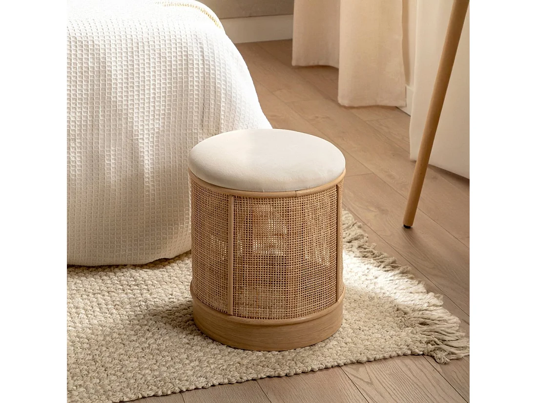 Pouf en fibre naturelle beige-naturel 35x45 cm-Sure