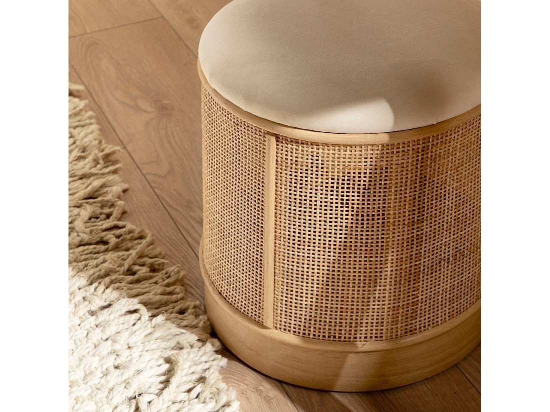 Pouf en fibre naturelle beige-naturel 35x45 cm-Sure