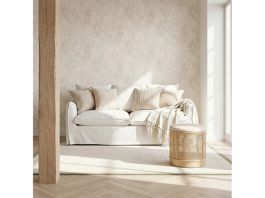 Pouf en fibre naturelle beige-naturel 35x45 cm-Sure