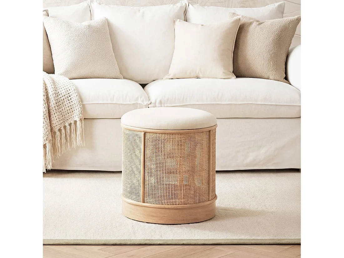 Pouf en fibre naturelle beige-naturel 35x45 cm-Sure