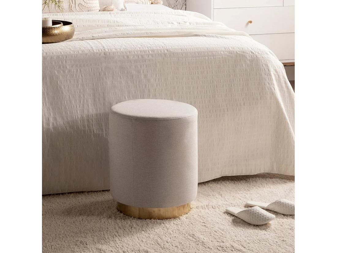 Pouf en tissu beige 36x40 cm-Fani