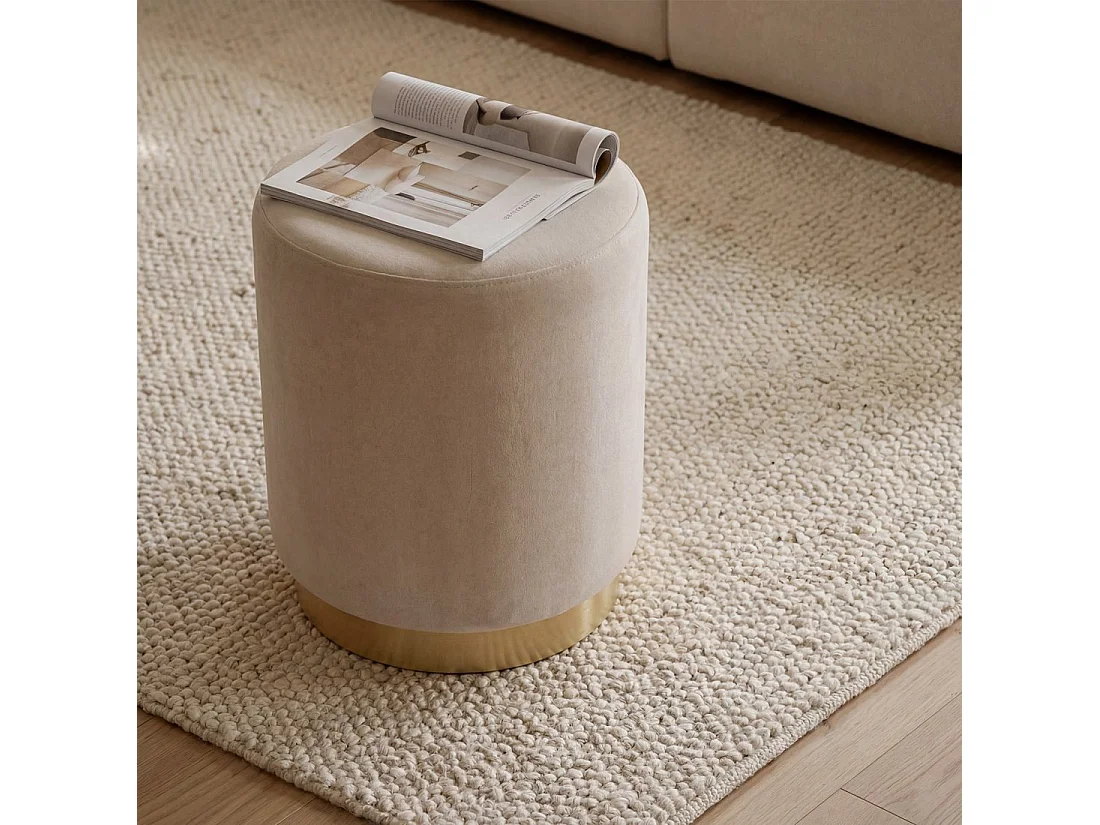 Pouf en tissu beige 36x40 cm-Fani