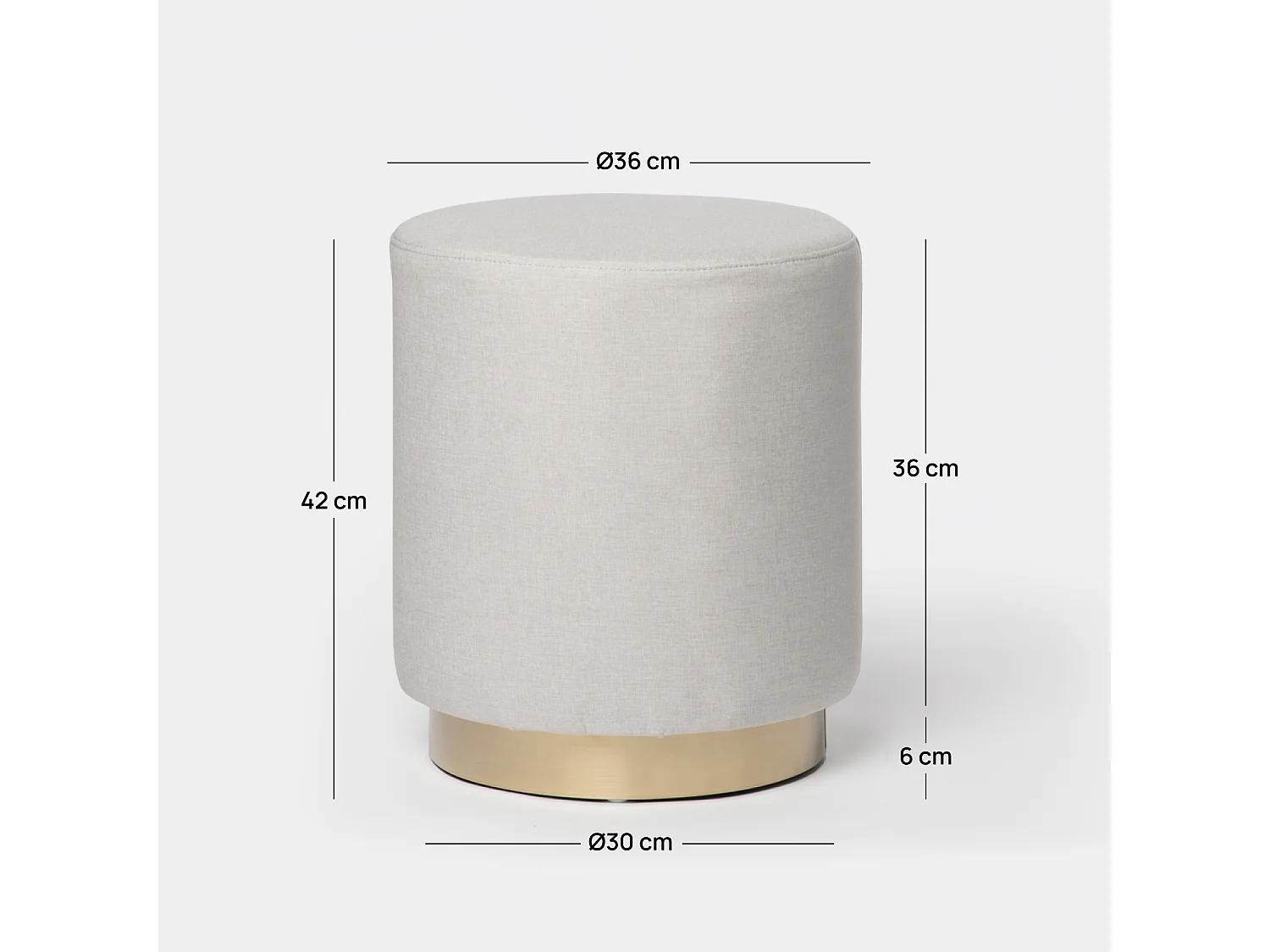 Pouf en tissu beige 36x40 cm-Fani