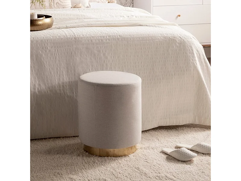 Pouf en tissu beige 36x40 cm-Fani