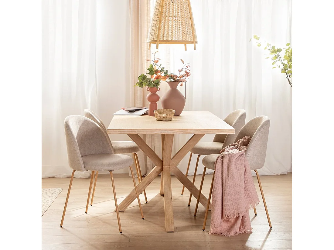 Chaise de salle à manger en tissu beige 48x81 cm-Olivia