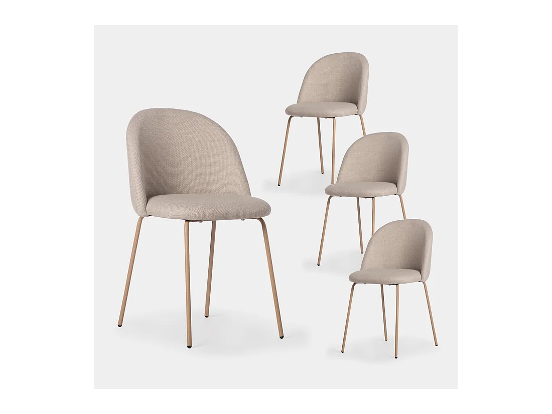 Chaise de salle à manger en tissu beige 48x81 cm-Olivia