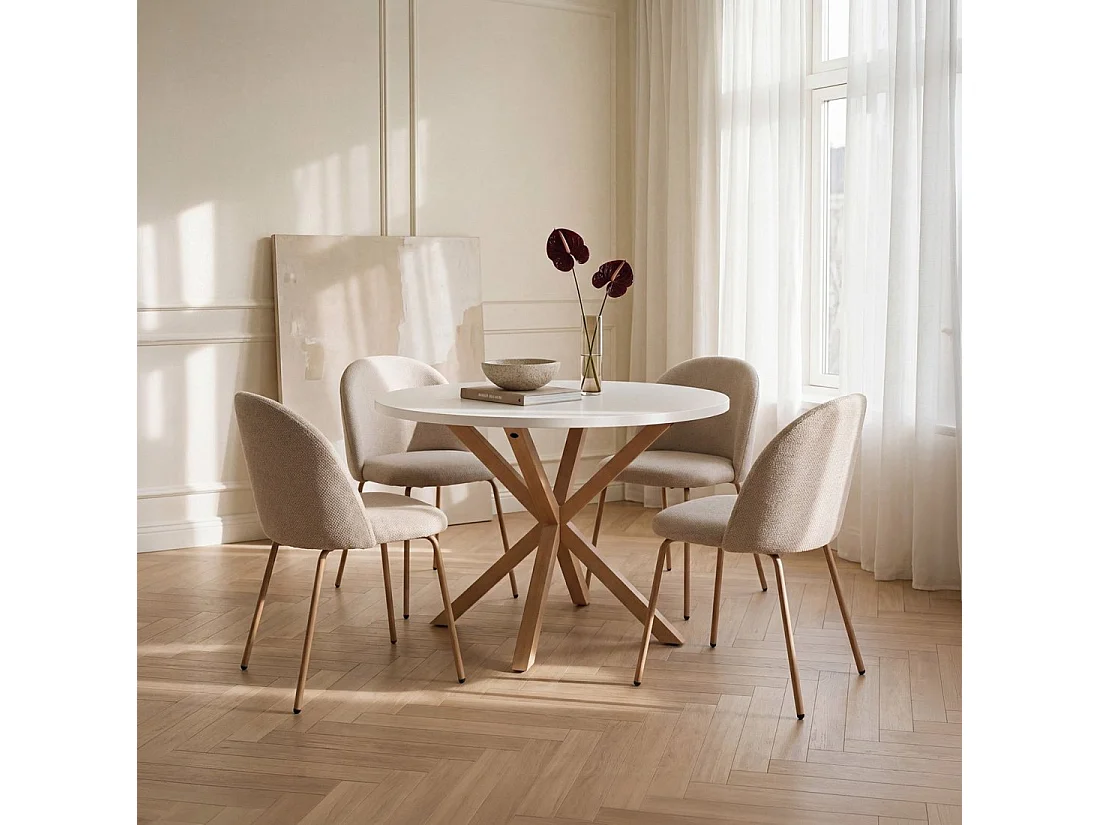 Chaise de salle à manger en tissu beige 48x81 cm-Olivia