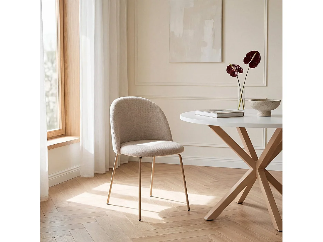 Chaise de salle à manger en tissu beige 48x81 cm-Olivia