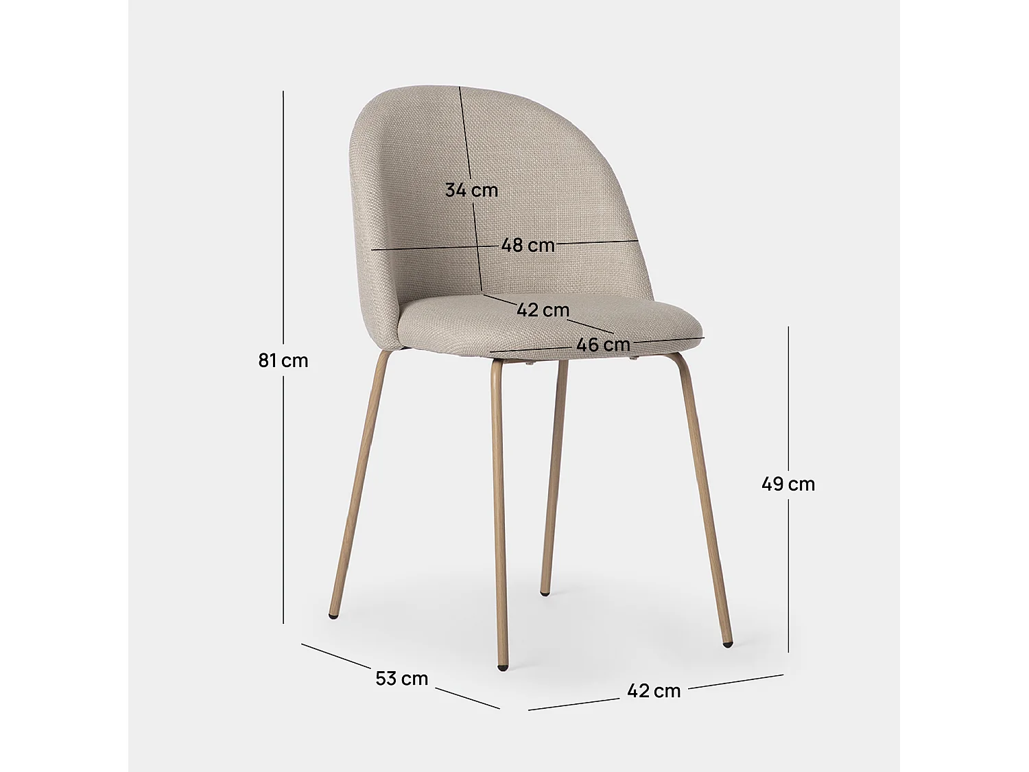 Packs 4 sillas Beige 48 x 81 cm