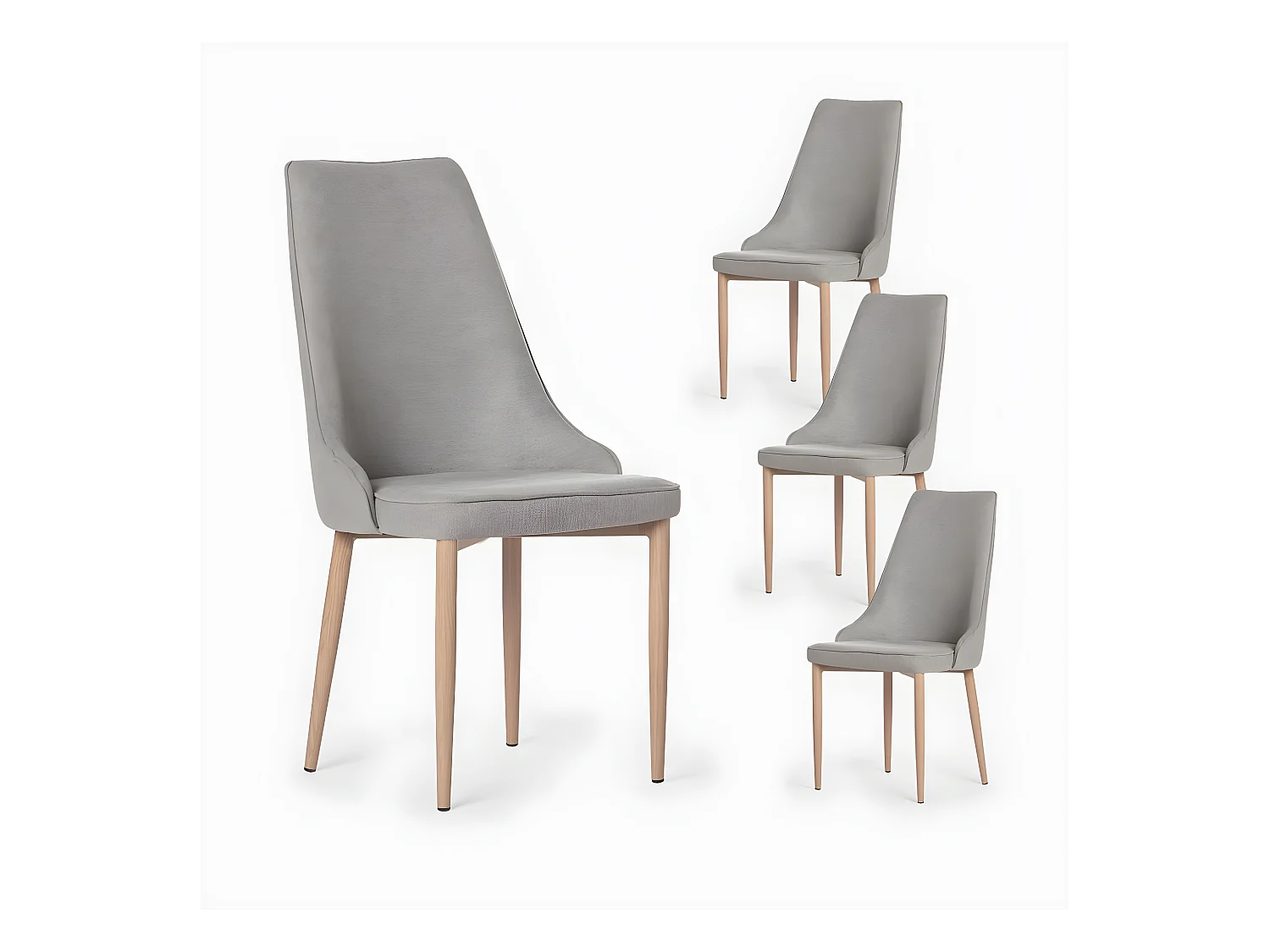 Chaise de salle à manger en tissu gris 45x95 cm-Agnes