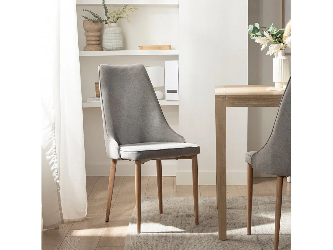 Chaise de salle à manger en tissu gris 45x95 cm-Agnes