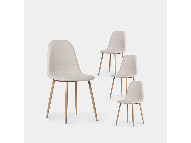 Chaise de salle à manger en tissu beige 45x86 cm-Ellis