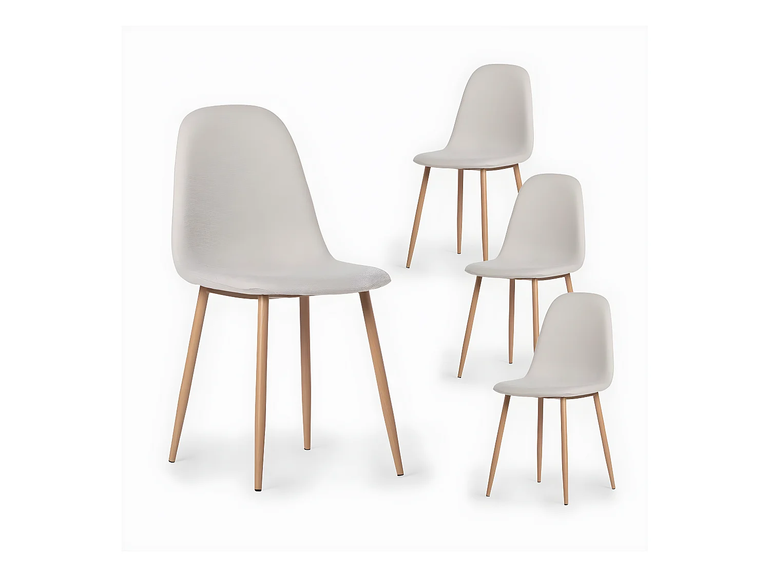 Chaise de salle à manger en tissu beige 45x86 cm-Ellis