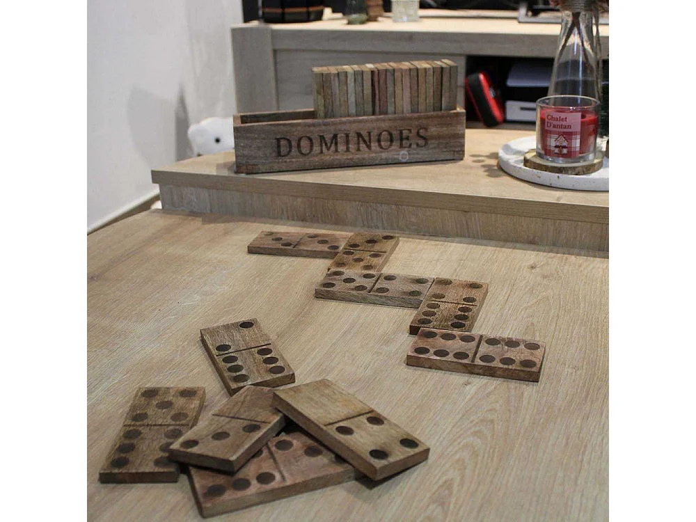 Jeu de dominos en bois de manguier