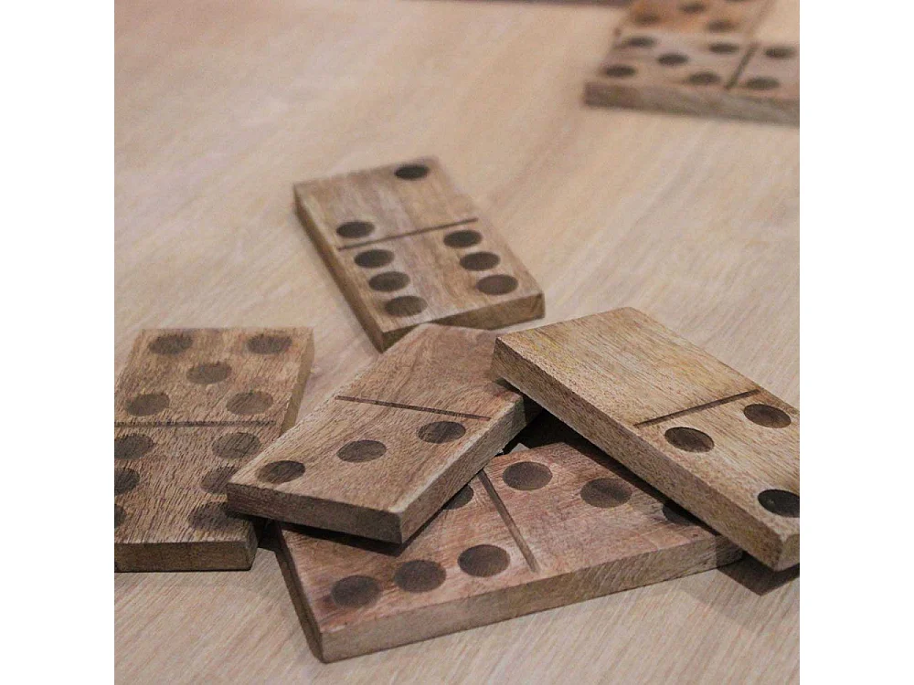 Jeu de dominos en bois de manguier
