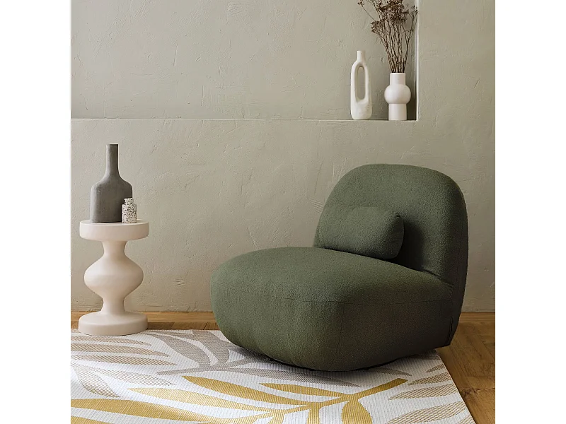 Poltrona girevole 360° bouclé, kaki