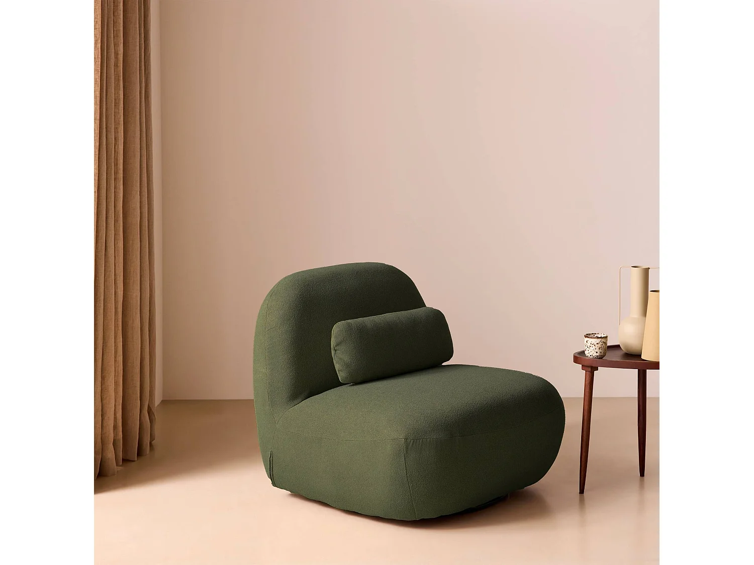 Silla giratoria 360° borreguito texturizada caqui oscuro