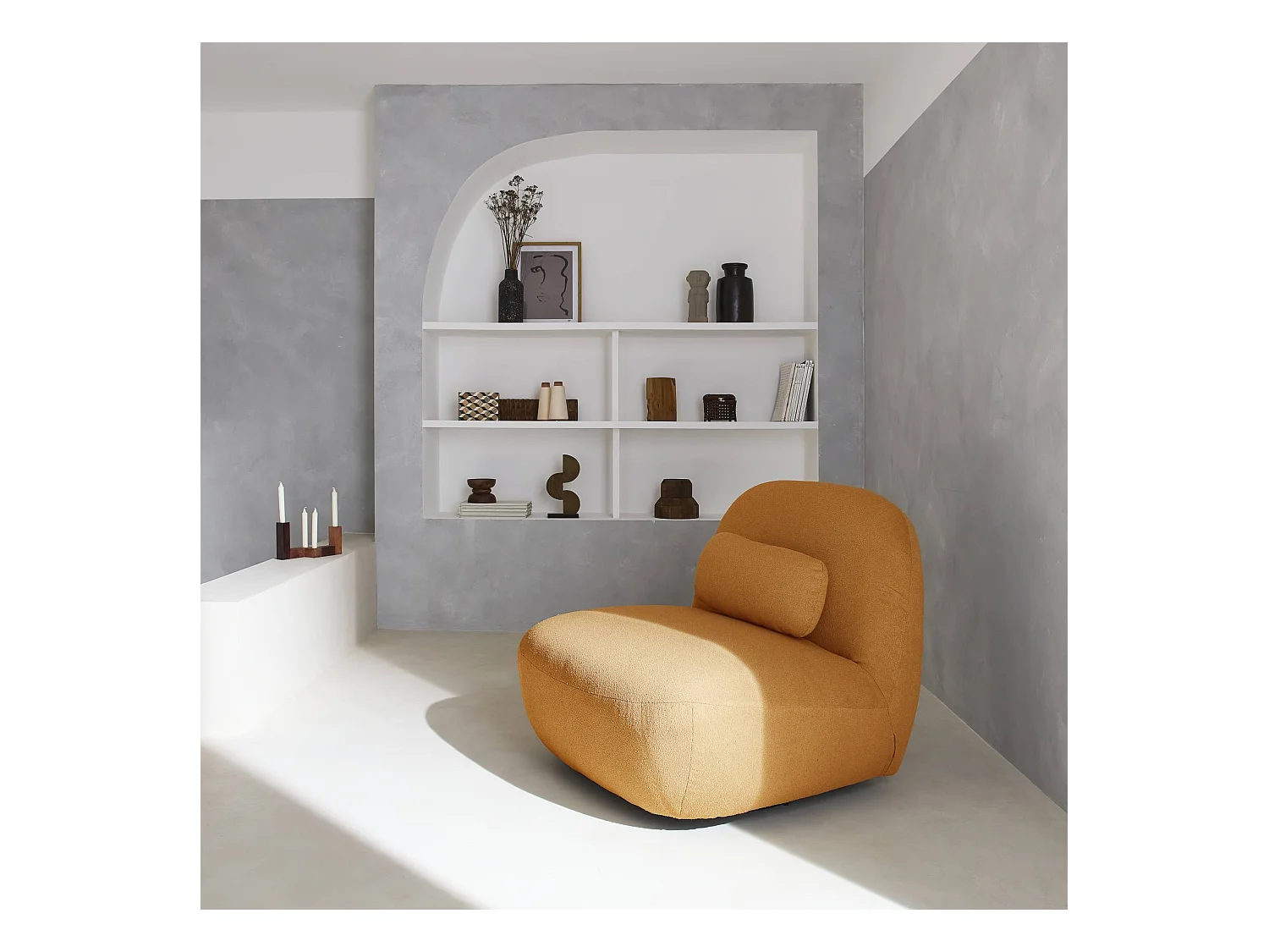 Silla giratoria 360° borreguito texturizada mostaza