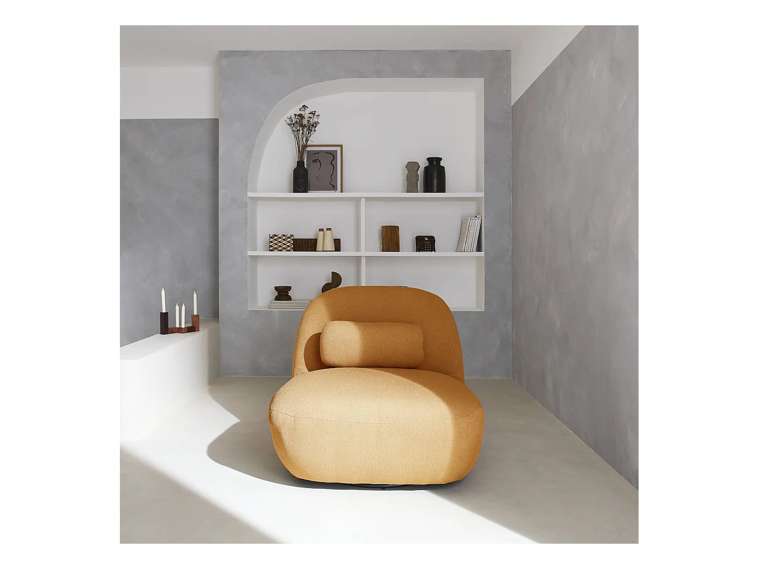 Silla giratoria 360° borreguito texturizada mostaza