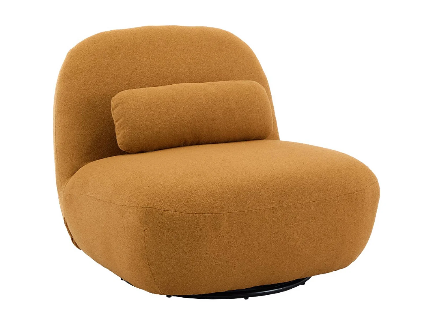 Fauteuil pivotant 360° en bouclette texturée moutarde. piètement en métal noir mat - SPINO