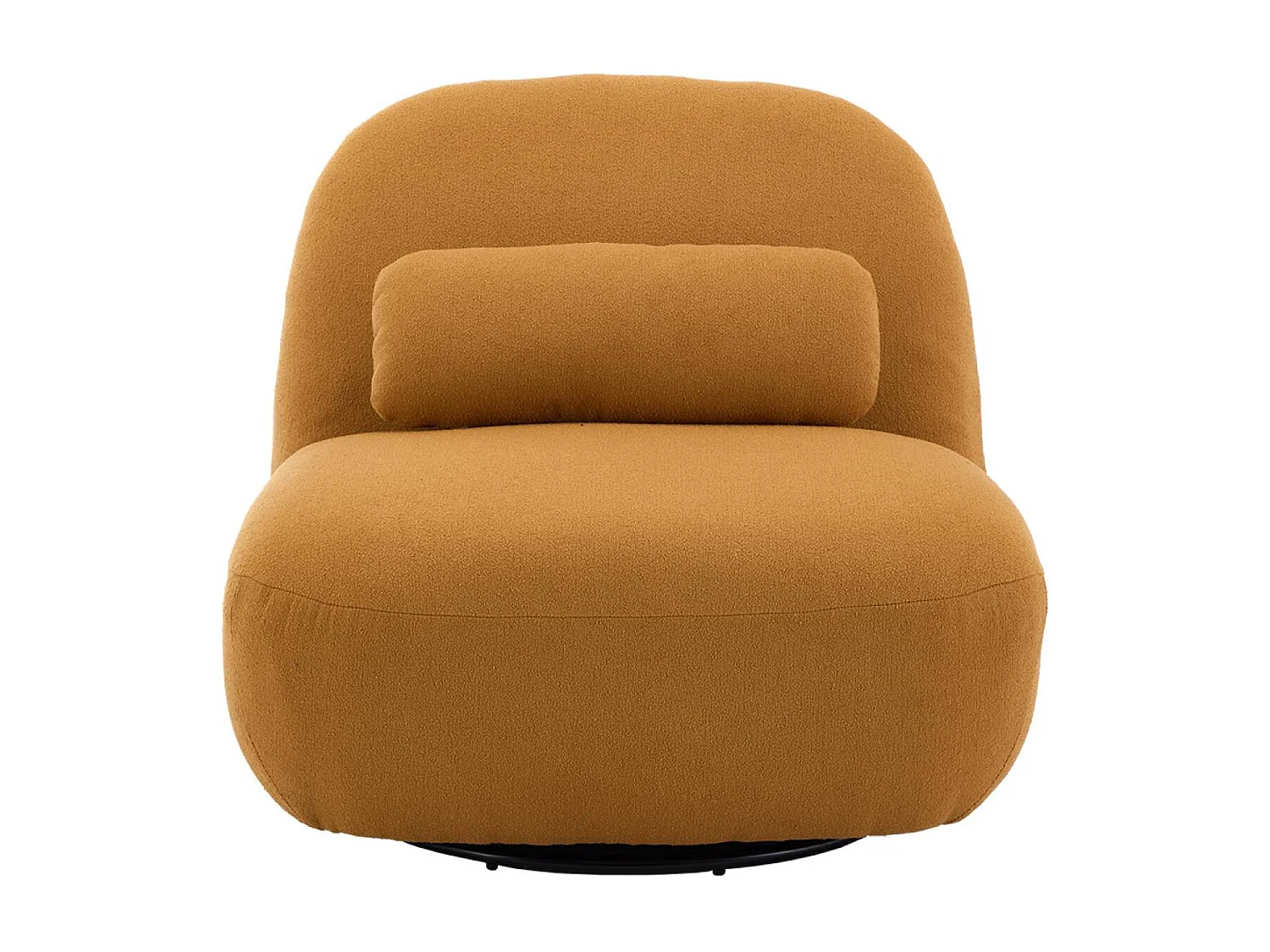 Fauteuil pivotant 360° en bouclette texturée moutarde. piètement en métal noir mat - SPINO