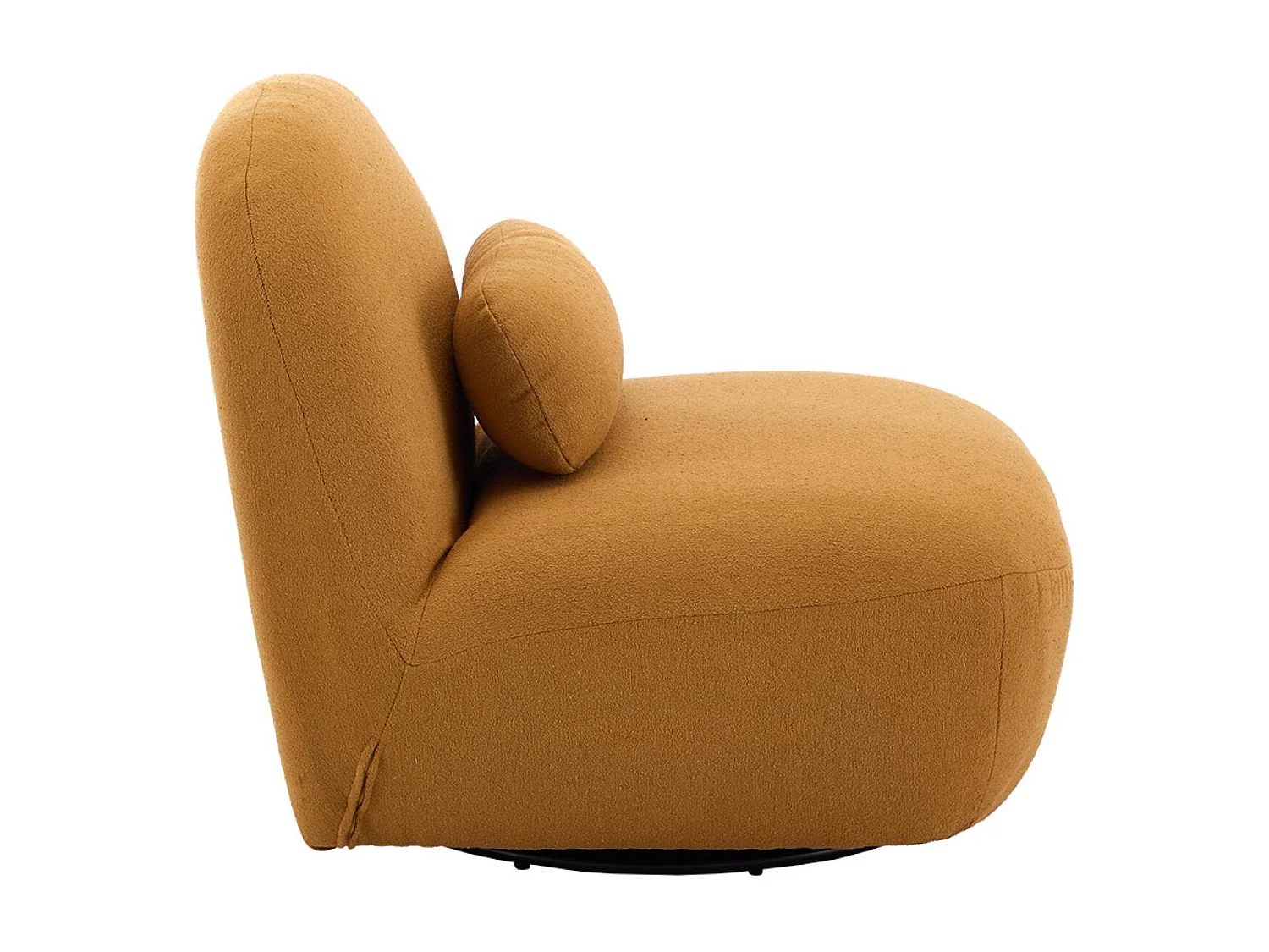 Fauteuil pivotant 360° en bouclette texturée moutarde. piètement en métal noir mat - SPINO