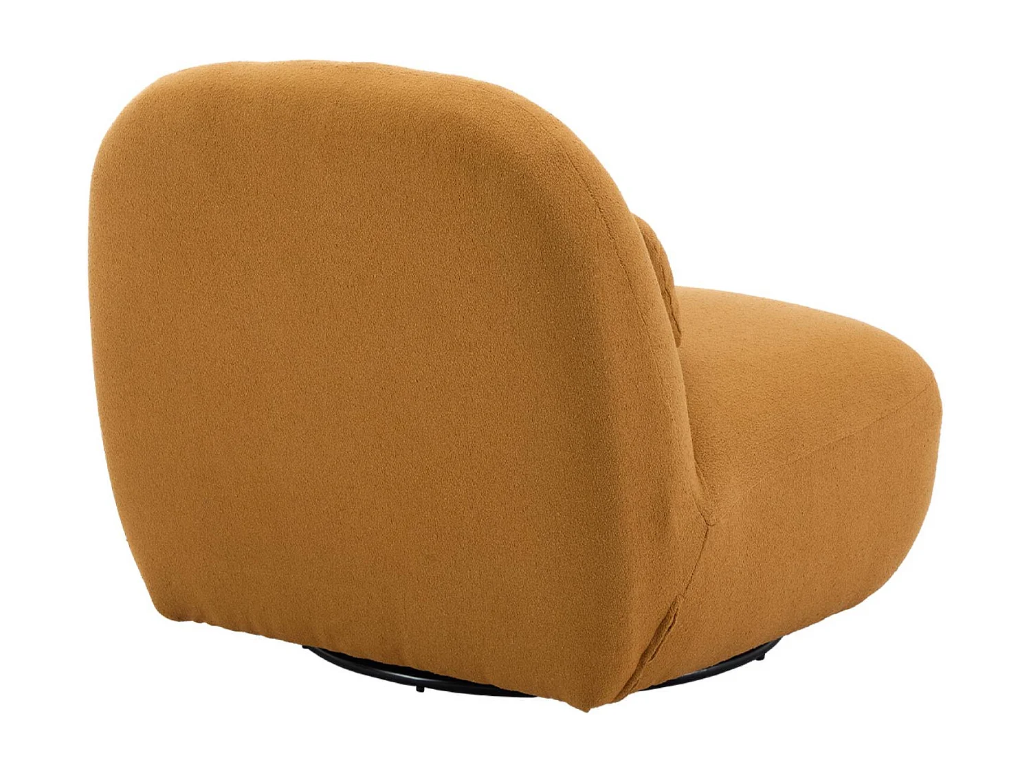 Fauteuil pivotant 360° en bouclette texturée moutarde. piètement en métal noir mat - SPINO