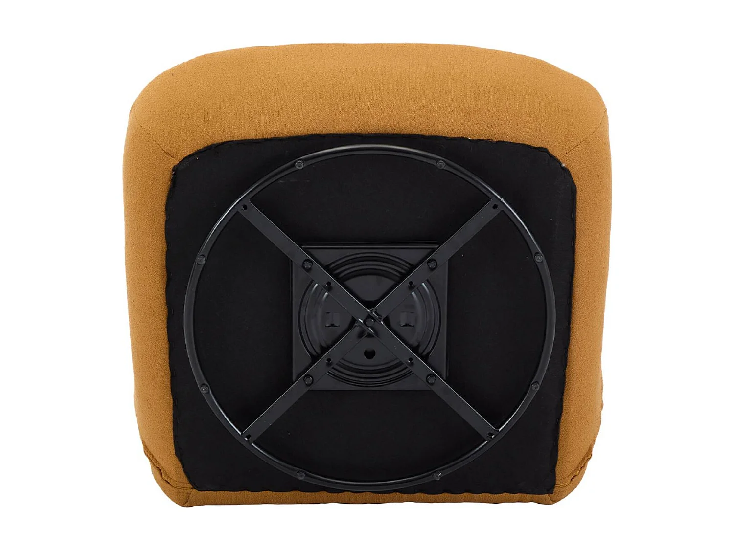 Fauteuil pivotant 360° en bouclette texturée moutarde. piètement en métal noir mat - SPINO