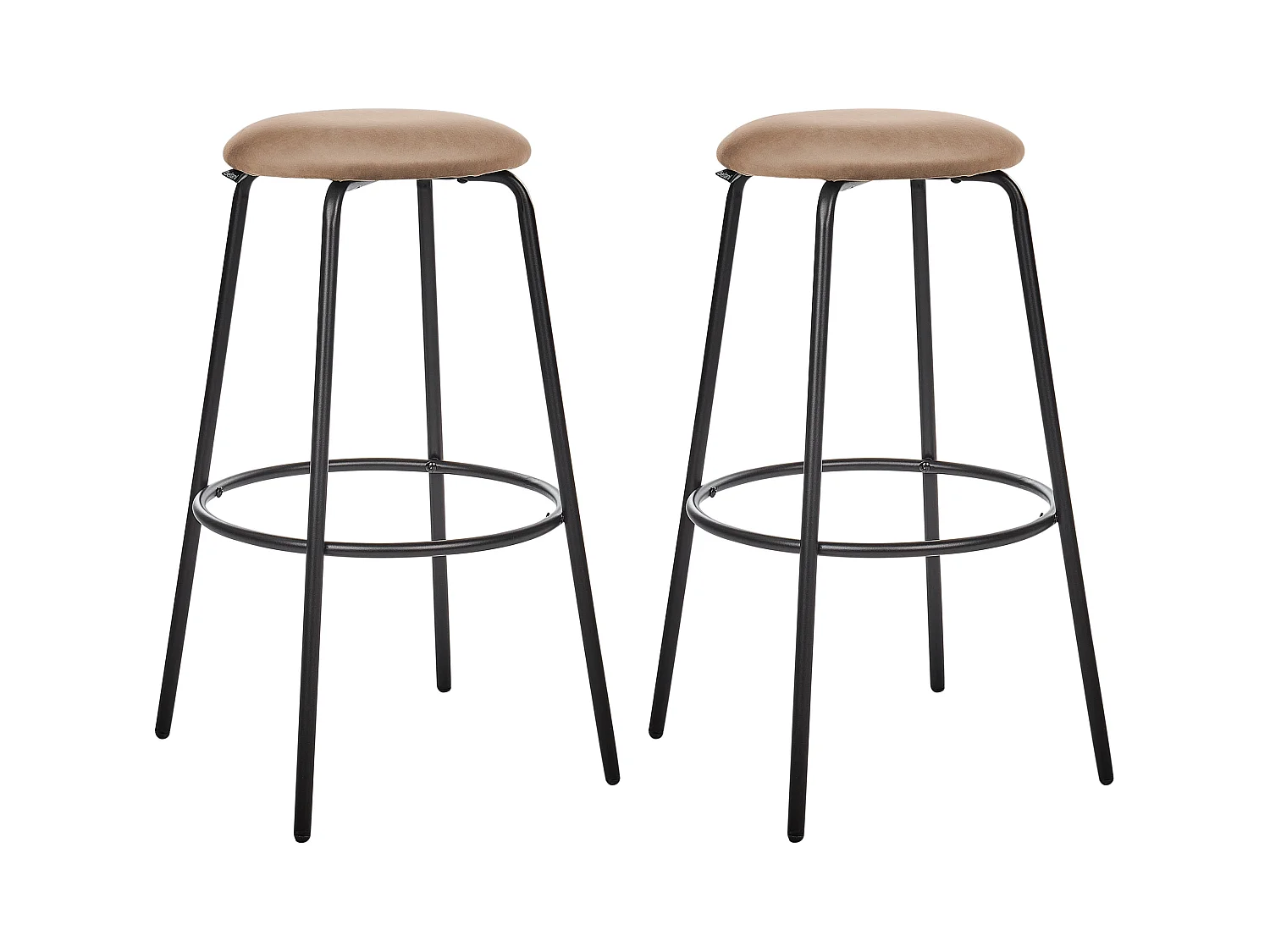 Lot de 2 tabourets de bar MORTON Velours Marron clair