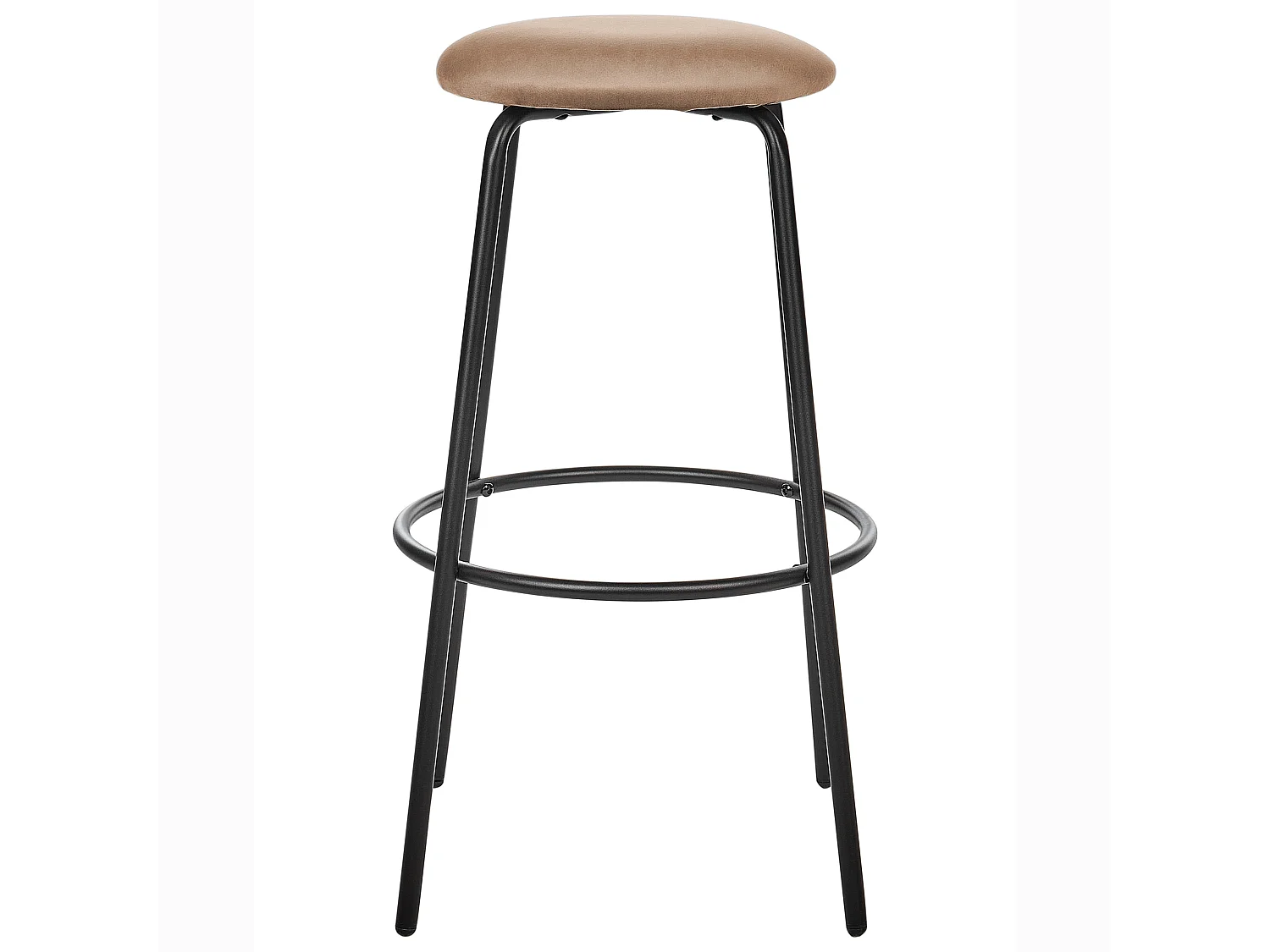 Barhocker 2er Set Samtstoff braun ohne Lehne mit Fußstützen Retro Design Morton