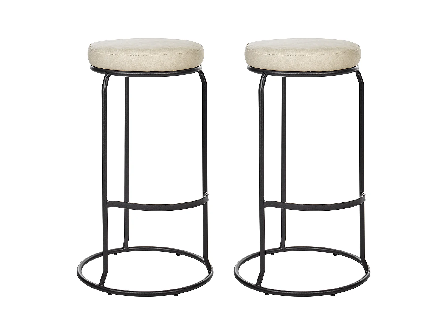 Conjunto de 2 sillas de bar MILROY Piel sintética Beige claro