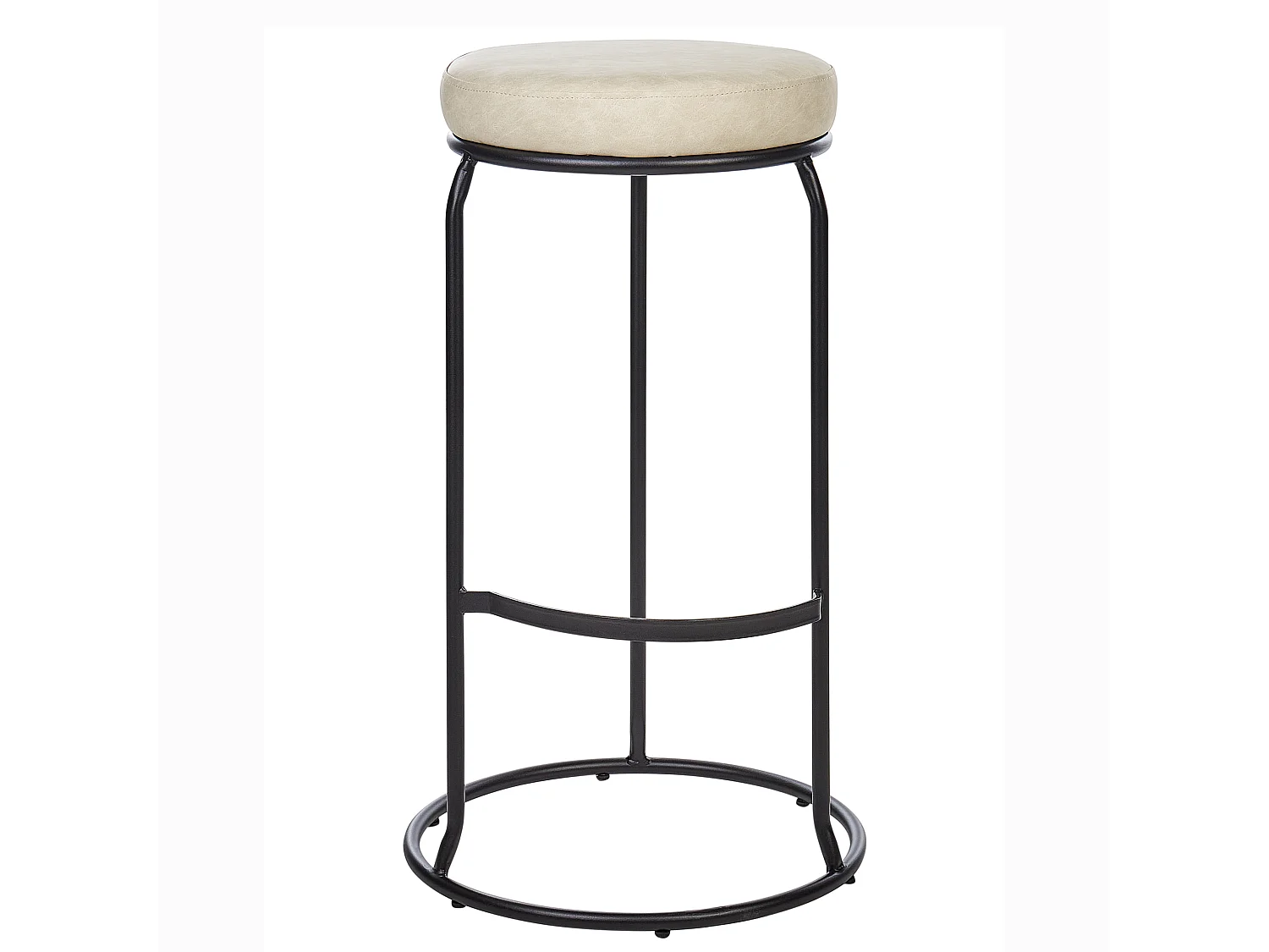 Barhocker 2er Set Kunstleder helles Beige ohne Lehne mit Fußstützen Retro Milroy